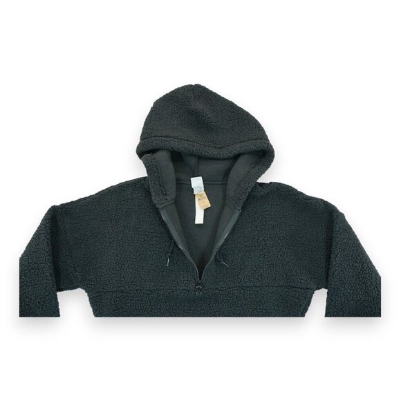 NWT PINK Black Sherpa Half Zip Pullover Hoodie Women's Size Small MSRP $79 - Picture 3 of 5